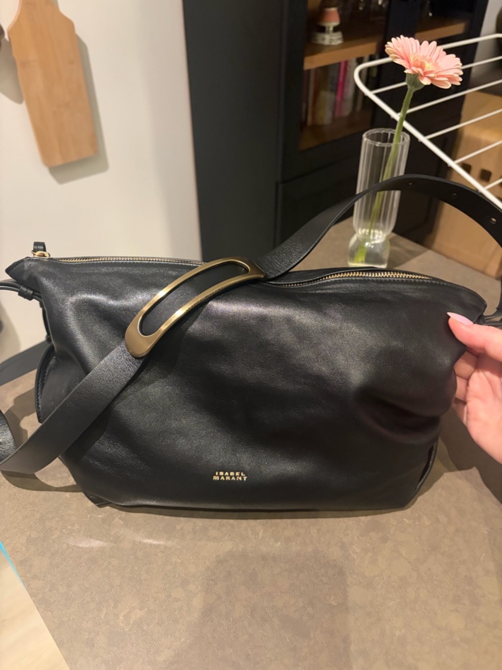Isabel Marant Leyden Black Leather Shoulder Bag - Picture 2 of 2